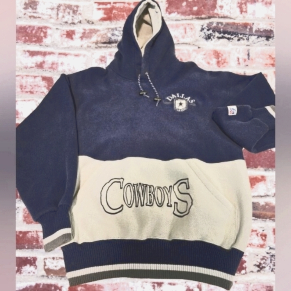 📣 Vintage 90s NFL Dallas 🤩 Cowboys ⭐The Game Pull-Over Hoodie Sweatshirt XL